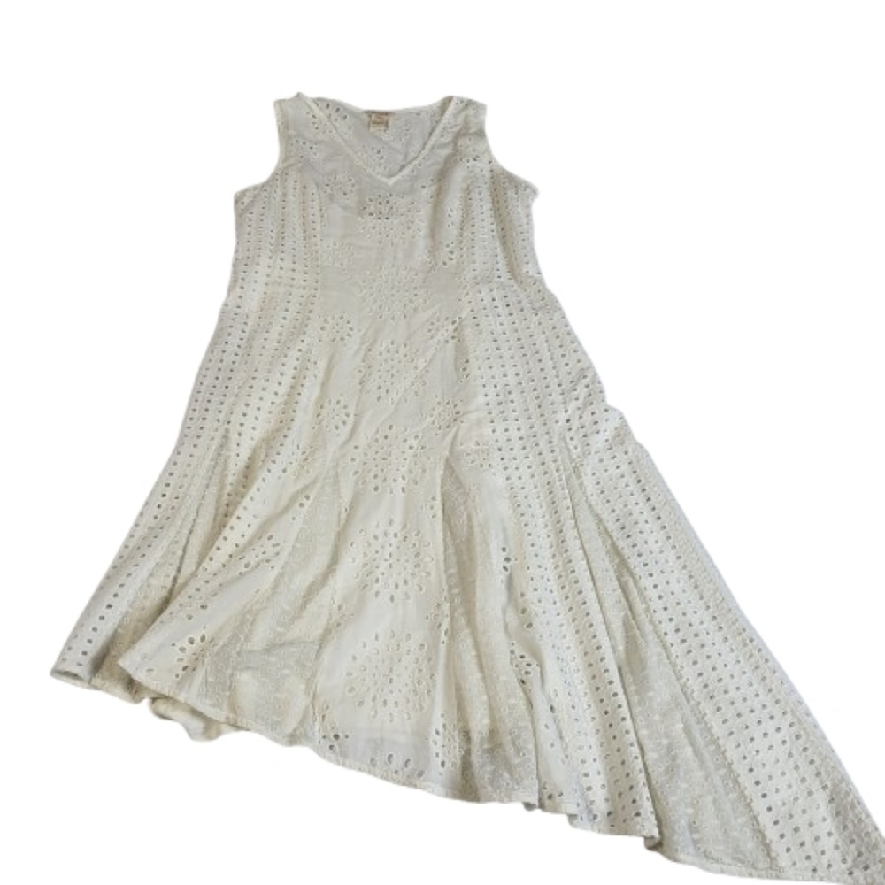 Sundance Jasper Springs Eyelet White Dress‎ Asymmetrical Cotton Lined Size 8